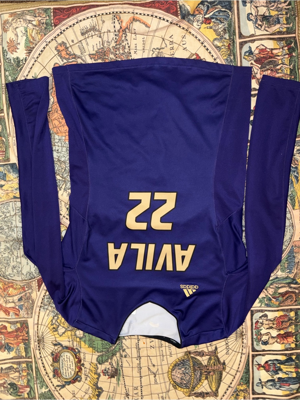 adidas Purple Long Sleeve volleyball Jersey with Gold Number 22